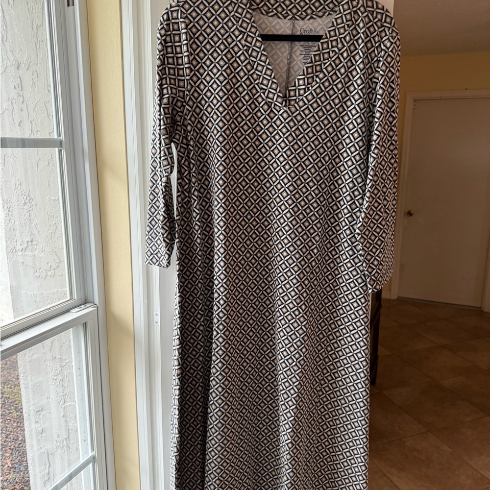 Croft & Barrow Black and White Diamond Pattern Dress